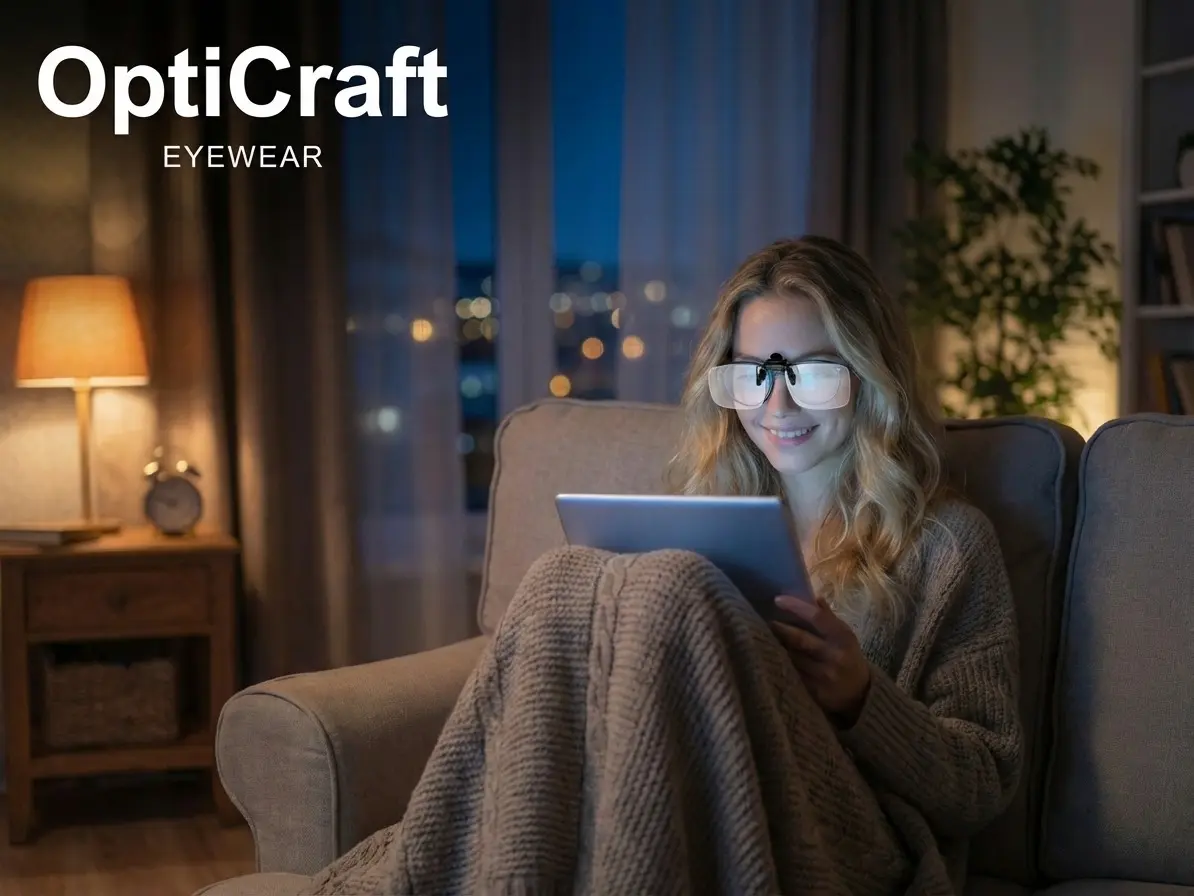 OptiCraft Unisex 3-Pack Clip-On Blue Light Blocking Glasses - Polycarbonate Flip-Up Rimless Lenses, Reduce Eye Strain Headaches, Universal Fit for Screen Work, Clear/Amber/Red Tints