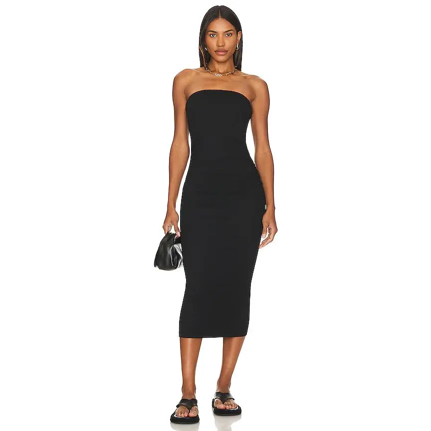 Michael Stars Rosella Strapless Midi Dress in Black