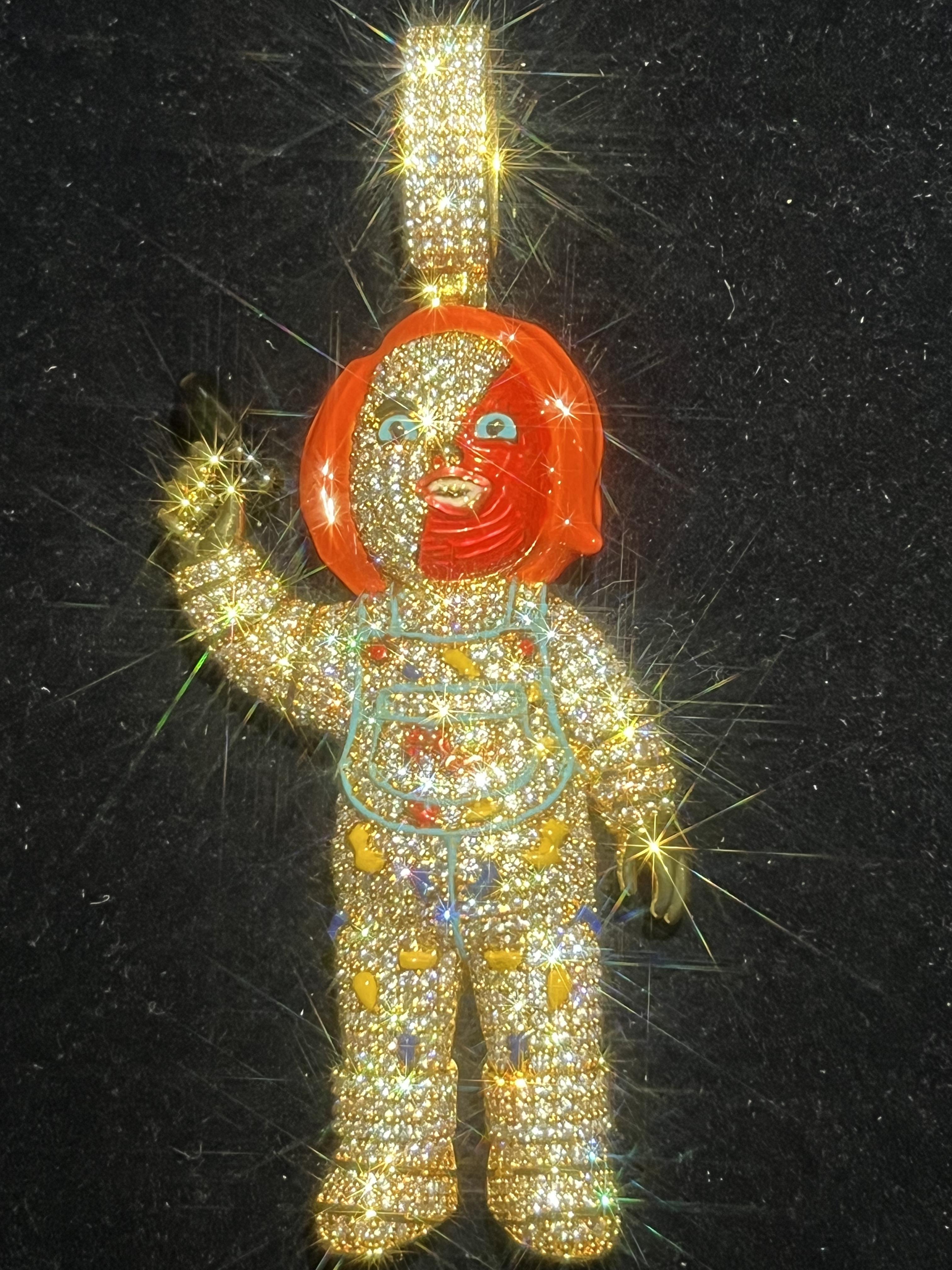 Custom Hip-Hop 3D Clown Doll Face VVS Ice Diamond Hip-Hop Men's Pendant Enamel Character Design Charm 14k Gold-Plated Luxury Fashion Jewelry Father's Day Mother's Day Gift