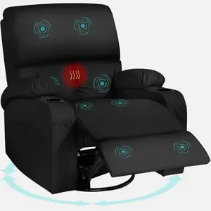 LEVELEVE Rocking Recliner Chair, Massager and 360^
