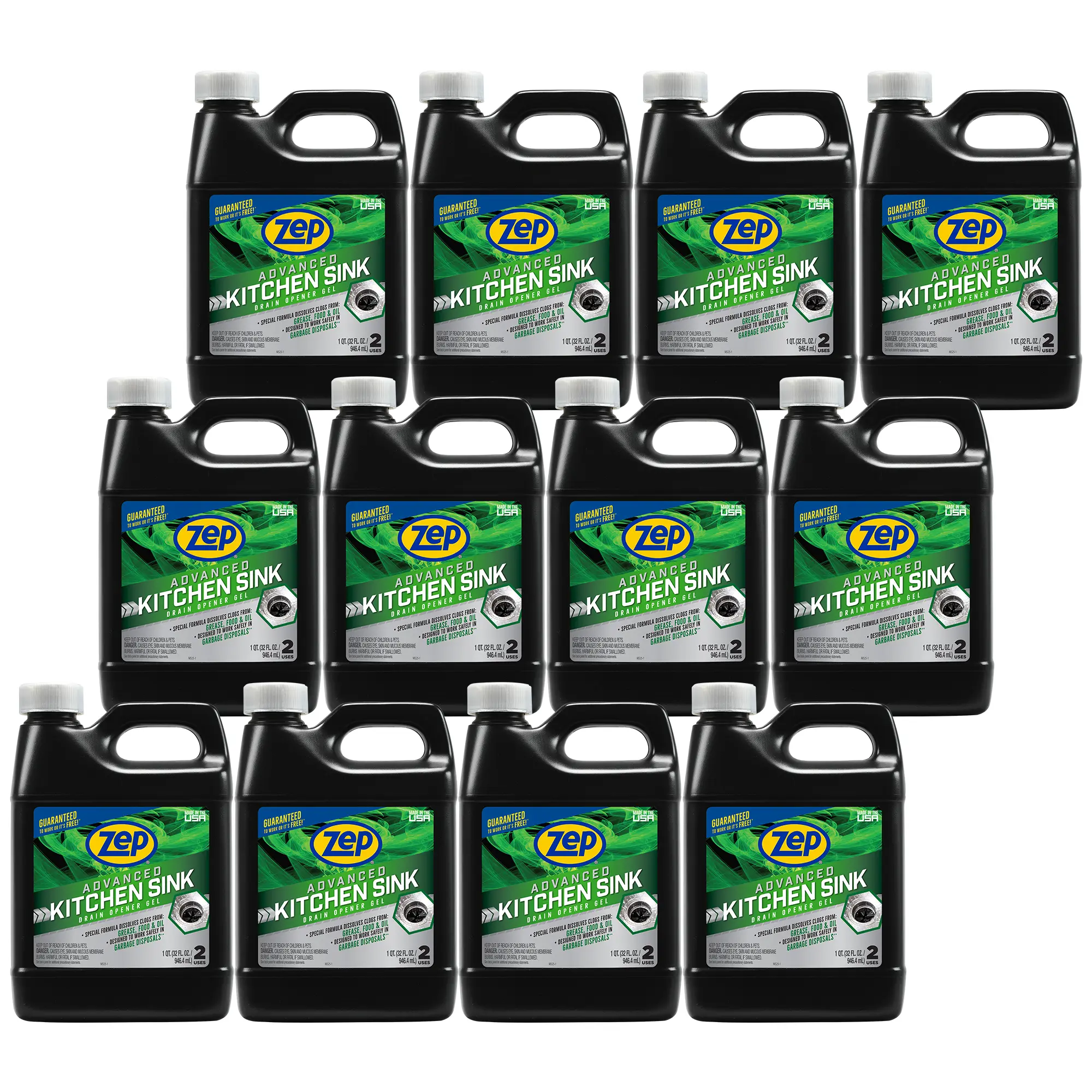 Zep Advanced Kitchen Sink Drain Opener Gel – Works in Standing Water – 32 oz