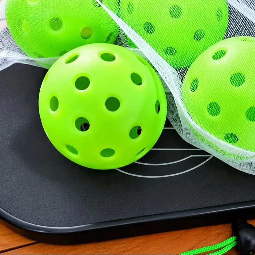Glow in the Dark Pickleball Balls, 6-Pack Green Night Play Balls with Mesh Storage Bag