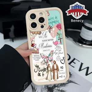 TPU Phone Case for iPhone 15 16 14 Pro Max 13 12 11 XR XS Plus E Divine Faith Pattern Pocket-Friendly Shockproof Silicone Protective Soft Smartphone Casing