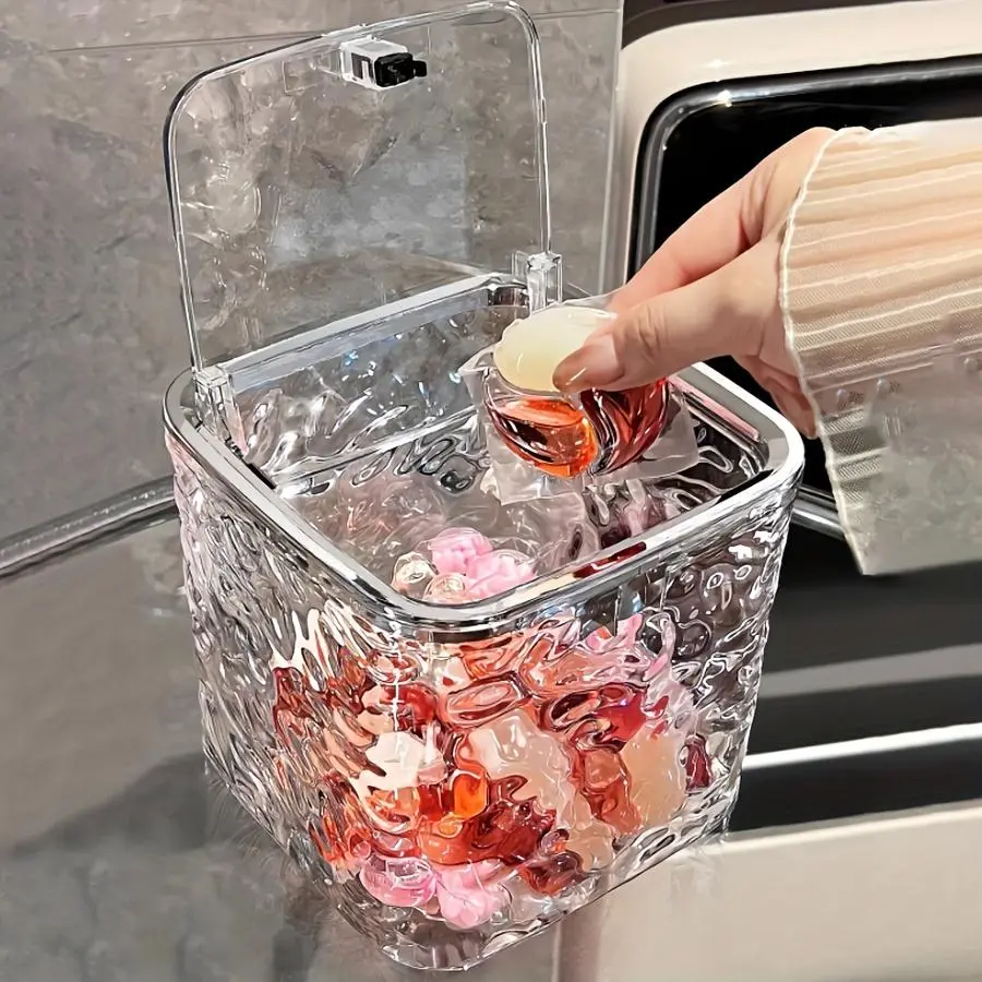 Clear Laundry Detergent Pods Storage Box, Durable Plastic Organizers, Organizing Tool, 1 Count Wall Mounted Laundry Detergent Pods Holder, Laundry Room Organization for Home Dormitory Hotel
