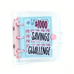 Portable $1000 Money Saving Challenge Binder, Cash Stuffing Savings Envelopes Budget Planner Book, Mini Pink Personal Finance Organizer for Beginners