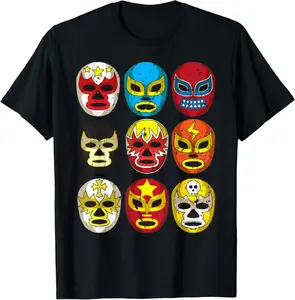 Cool Lucha Libre Wrestlers Masks | Funny Wrestling Gift Fan Casual Short sleeve Cotton T-Shirt
