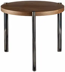 Priargunsk Walnut Metal Round End Table
