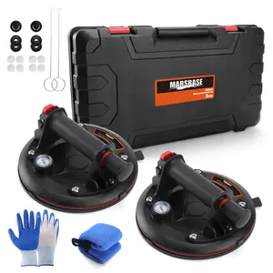8" Heavy Duty Suction Cups with Pressure Gauge, Glass Suction Cups to Lift Large Glass, 2 Pack 880 lbs Load Capacity, Suction Cups with Carrying Case for Window,Tiles, Windshield