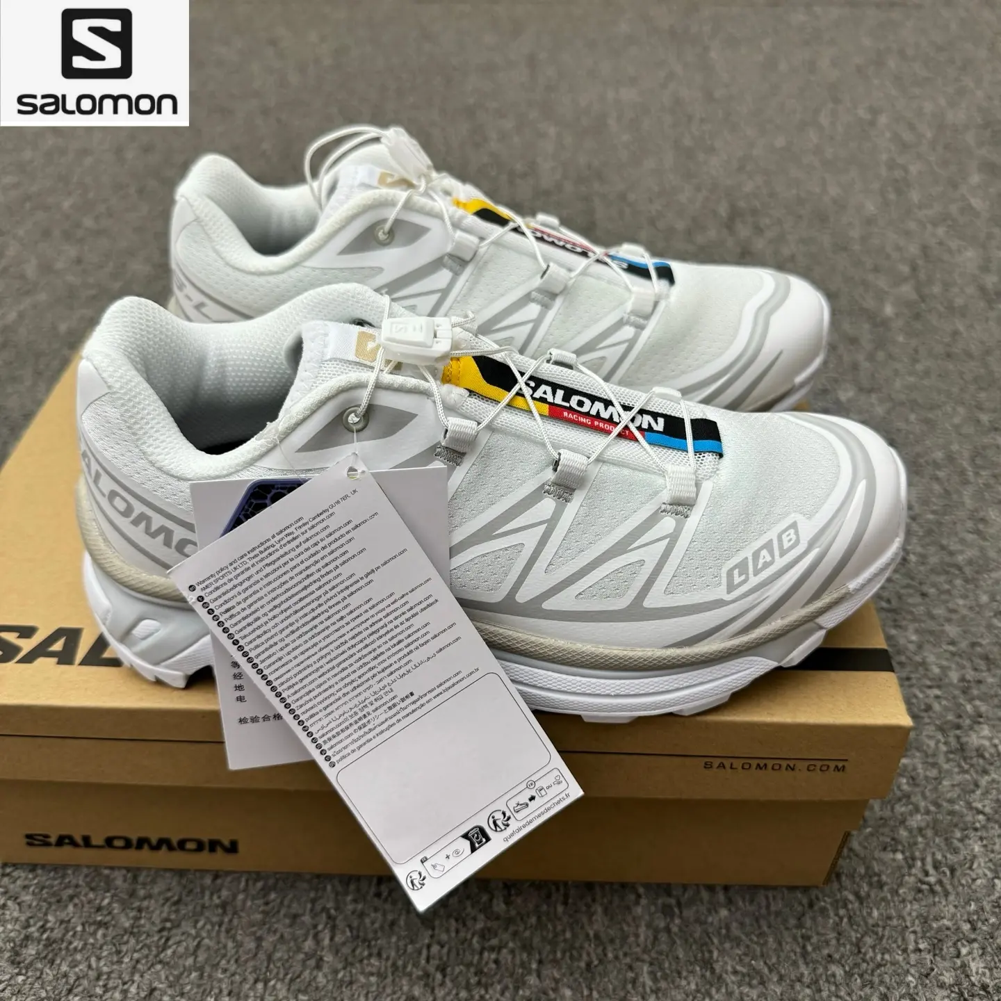 Salomon XT-6 XT609, Unisex Trail Running Shoes, White / Light Silver