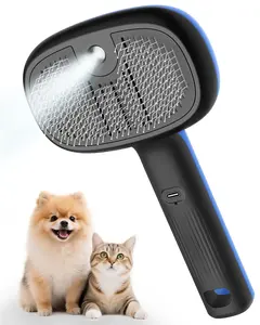 Self-Cleaning Pet Steam Brush for Cats & Dogs, 2 Spray Modes Grooming Tool for Shedding, One-Button Hair Removal Comb, Deshedding Vacuum Brush & Fur Trimming Tool