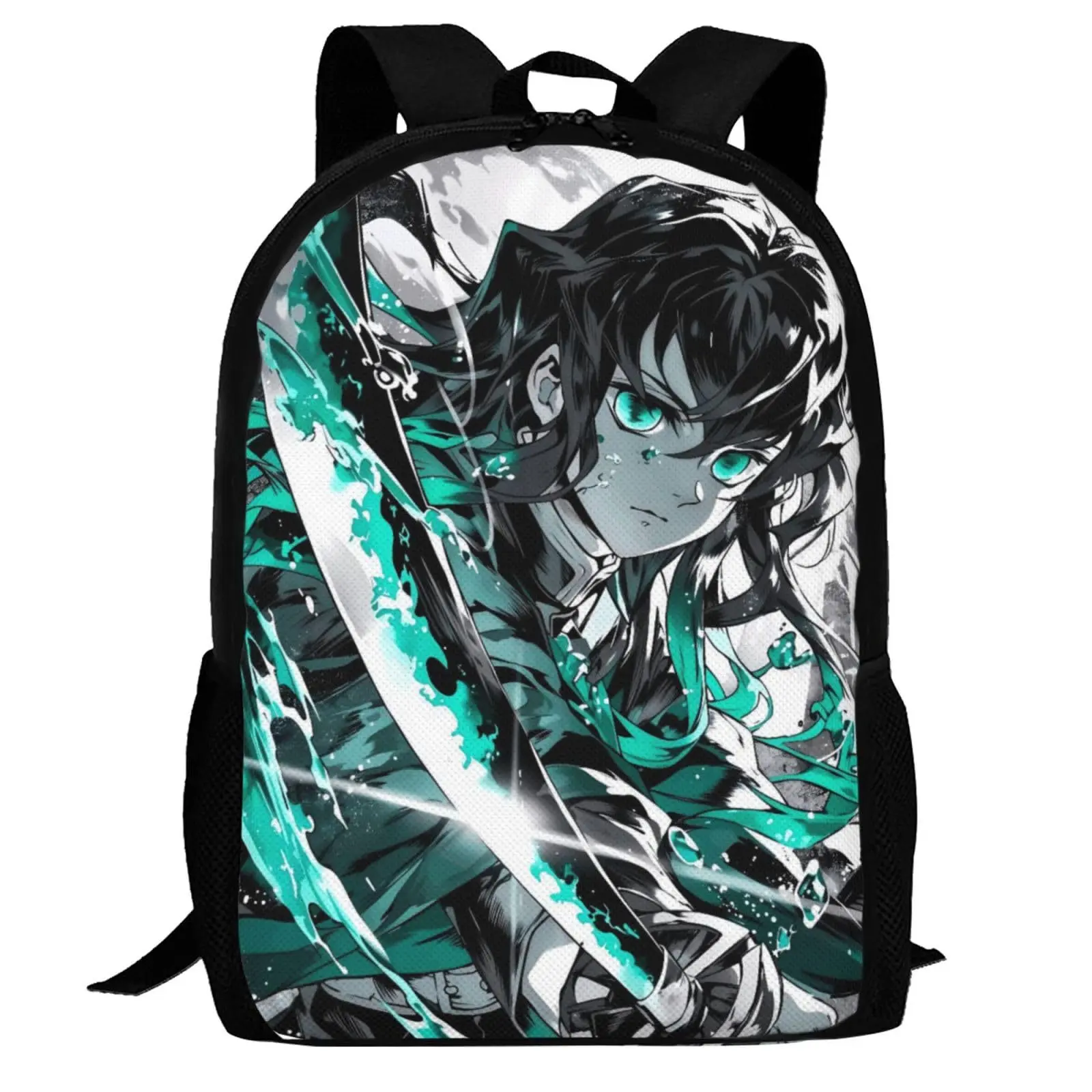 Demon Slayer anime character printed backpack, large capacity, lightweight casual backpack, suitable for school and travel