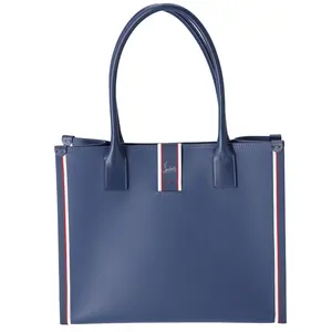 Pre-owned christian louboutin Leather Tote Bags Nastrolbi Tote Blue Solid Classic Logo Red White Leather