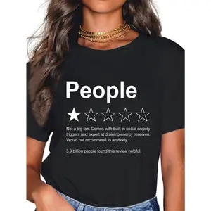 100% Cotton People One Star Rating Would Not Recommend Funny Introverts T-Shirt Fabric Summer