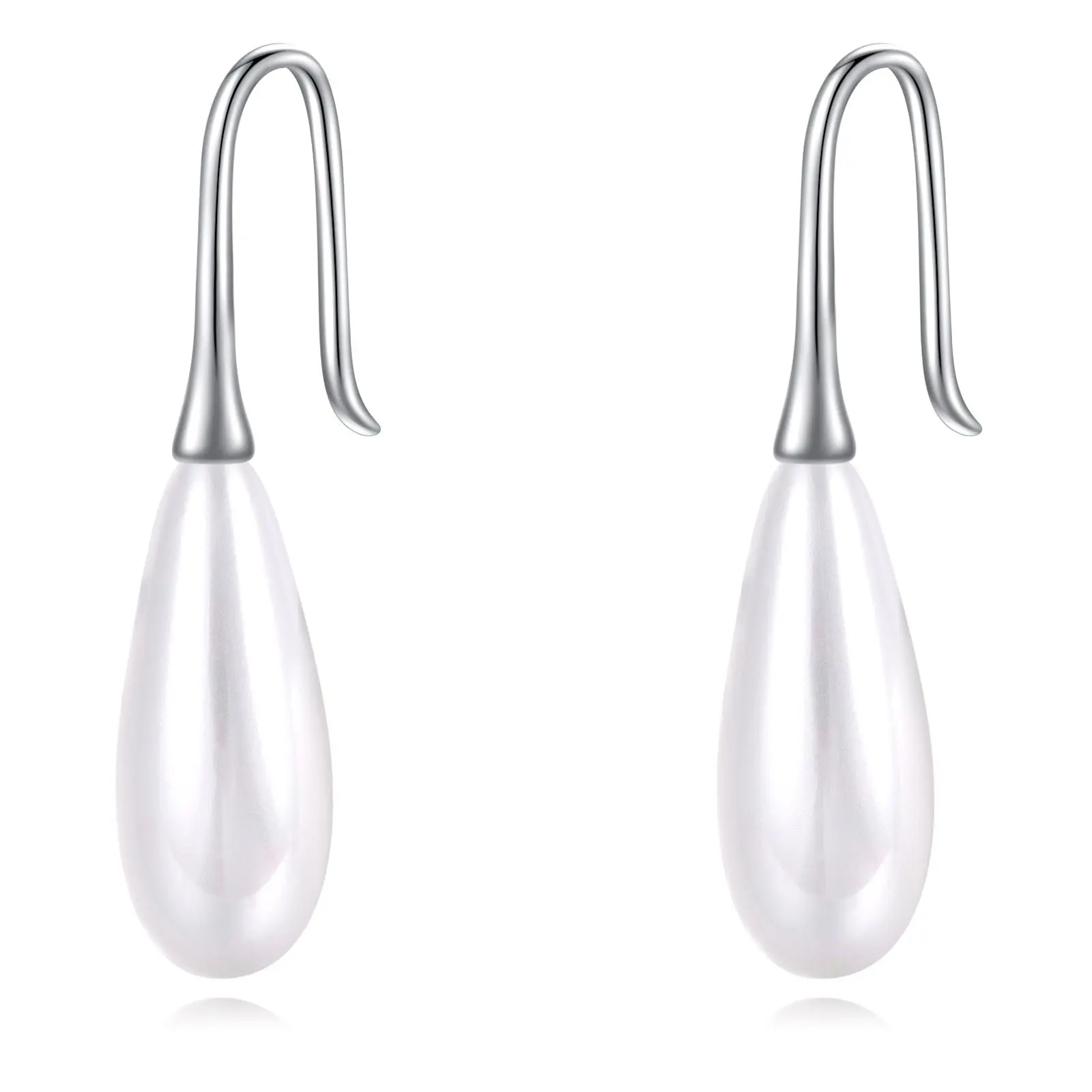 Pearl Threader Earrings Sterling Silver Long Piercing Pearl Tassel Drop Dangle Eardrop Earrings Jewelry for Women Teen