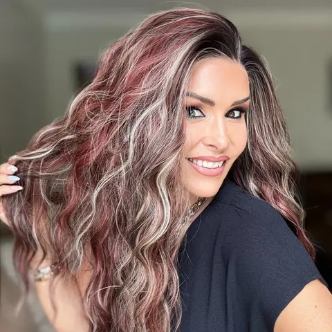AISOM New Color Marissa Berry Truffle Long Water Wave Free Part Classical 13x4 Lace Front Wig 20 Inches Heat Friendly Synthetic Lace Wig Daily Use