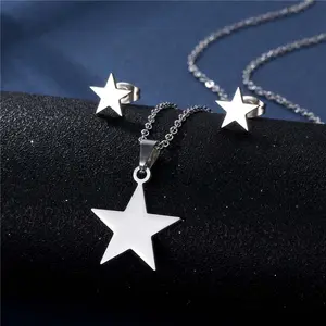 [Limited time event] Five-pointed star necklace and earrings set, niche and versatile personality star jewelry