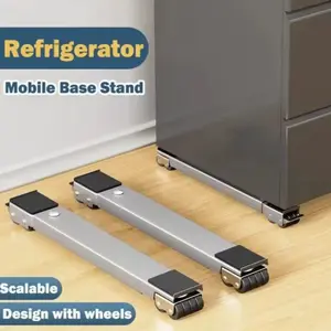 2pcs Heavy-Duty 24-Wheel Adjustable Length Appliance Moving Stand with Non-Slip Cushioning & Brakes-Tool-Free Assembly, Adjustable Height for Refrigerator, Washing Machine, Dryer, Furniture-Battery-Free Operation, Durable Floor Protection