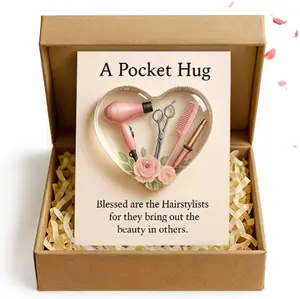 OESINS Pocket Hug Heart with Gift Card, A Pocket Hugs for Hairstylists, Mini Hairdresser Tools Christmas Pocket Hug, Thinking of You Gifts Couples gifts, Valentines Day Gifts for Her Him(A)