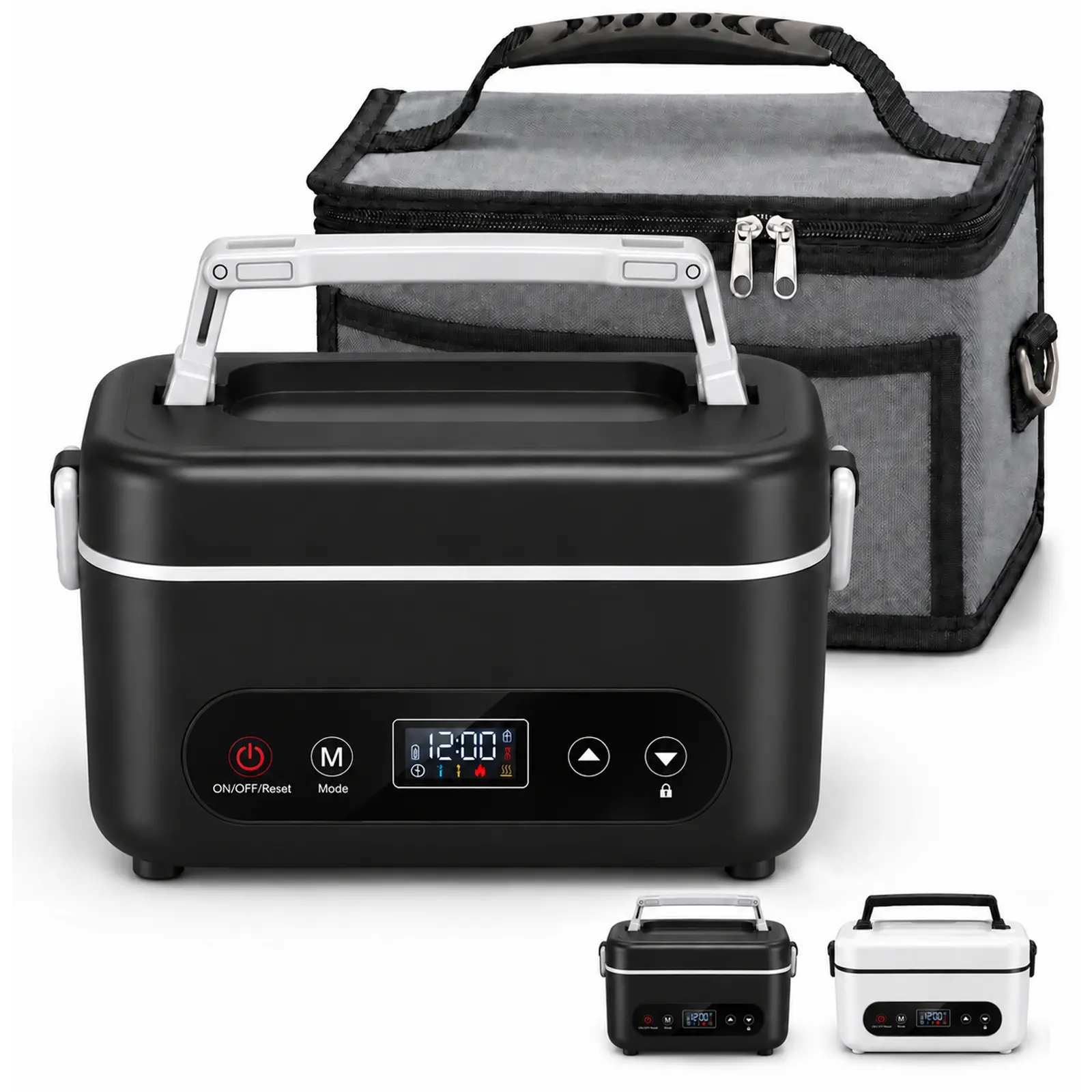 Insulated Cordless Heated Lunch Box Set for Adults, Rechargeable Heating Tableware with 120-Min Timer, Stainless Steel Container & Lunch Bag for Work, Travel Bento Box