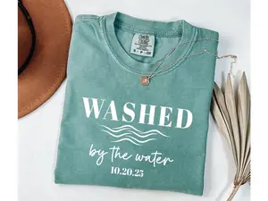 Comfort Colors Personalized Baptism Date Shirt, Washed by the Water Christian Adult Baptism Shirt, Personalized Gift for New Believer Shirt
