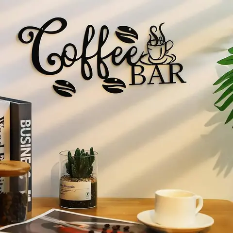 Coffee Letter Pattern Wall Decor, 1 Count Metal Coffee Bar Sign, Coffee Themed Wall Art Decor, Room Decor Coffee Sign, Iron Craftsmanship, Home Accent, Wall Metal Plaque, Decorative Plaque, Living Room Decor, Artwork, Home Decor Products