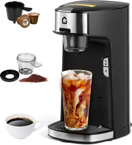 Garvee Versatile Single Serve Coffee Maker with One-Button Fast Brew for Capsules, Ground Coffee, and Tea Pods; Features Auto Power Off and Adjustable Tray, Ideal for Home, Office, RV, and Camping Use
