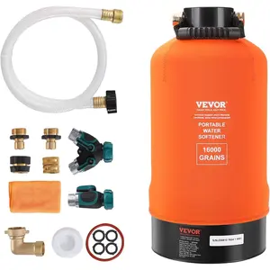 VEVOR RV Water Softener, 16,000 Grain Portable Water Softener, with 3/4" Brass Fittings and 42" Hose, Soften Hard Water Filter System for RVs, Trailers, Boats, Mobile Car Washing, Pressure Washing