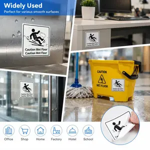6 Pack Caution Wet Floor Warning Stickers, Non Slip Safety Reminders, Self Adhesive Decals for Restaurants, Malls, Offices, Public Areas