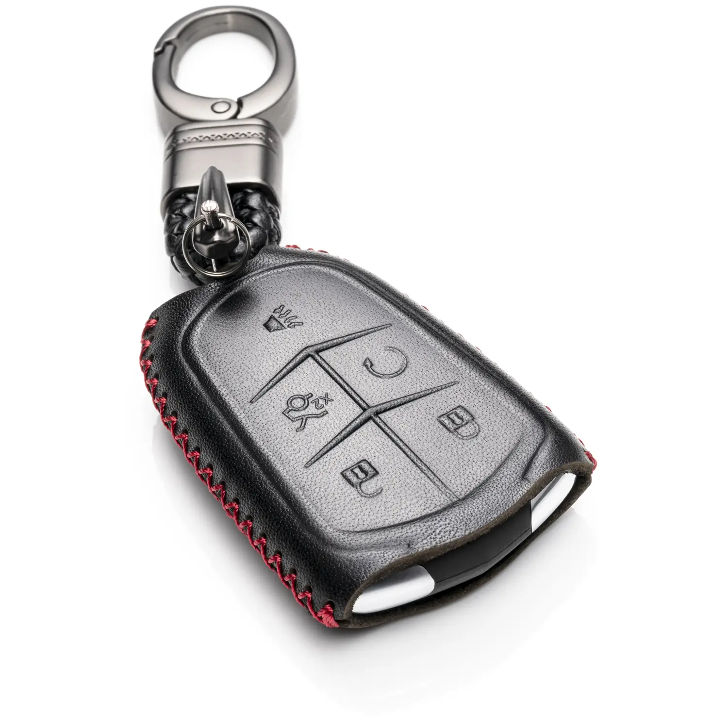 Vitodeco Genuine Leather Smart Key Fob Case Cover Compatible for Cadillac XT4, Cadillac XT5, Cadillac XT6 (2019 - 2026 Models) with Key Chain Clip - 5 Buttons
