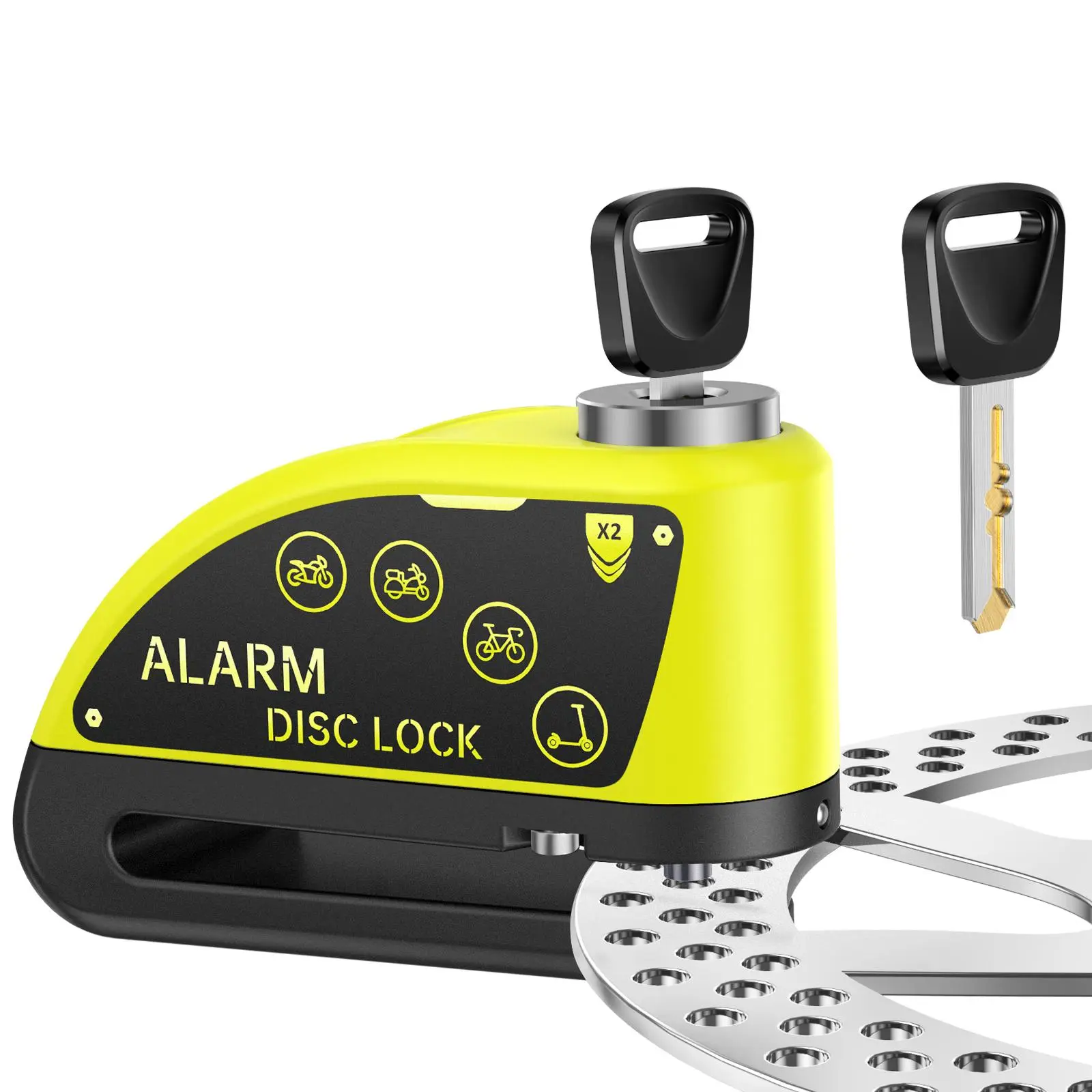 Multi-use Motorcycle Alarm Disc Brake Lock, Waterproof & Anti Knocking Bicycle Wheel Disk Padlock, Security Anti-theft Lock for Outdoor Use Wheel Lock Keys, Secure Lock, Sturdy Lock