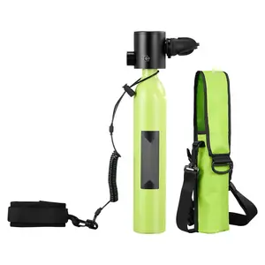 Mini Scuba Tank 0.5L Portable Diving Tank For Underwater Breathing, Reusable Lung Diving Cylinder Up To 10 Minutes Dive Time, Emergency Rescue Pony Bottle With Bag And Lanyard For Snorkeling And Training