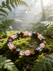 Bold Confidence Crystal Energy Bracelet, Enhances Courage & Determination, Overcomes Fear & Doubt, Boosts Personal Aura & Self-Esteem