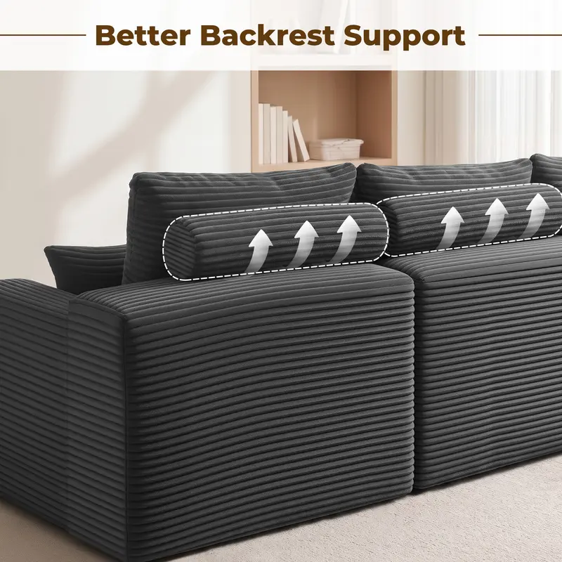 【1-2 Packages】118" U Shaped Boneless Sectional Sofa bed with 2 Pillows, 6-Seater Oversized Modular Couch, Comfy Corduroy Cloud Sofa with Deep Seat, Fluffy Cozy Sofa for Living Room, No Assembly Required 【1-2 Packages】118" U Shaped Boneless Sectional Sofa bed with 2 Pillows, 6-Seater Oversized Modular Couch, Comfy Corduroy Cloud Sofa with Deep Seat, Fluffy Cozy Sofa for Living Room, No Assembly Required
