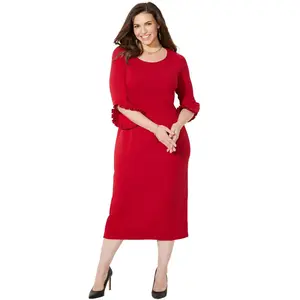 Catherines Ruffle Sleeve Shift Dress - 2X, Classic Red