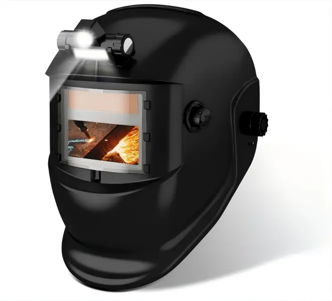 True Color Auto Darkening Welding Helmet Kit, Solar Powered Welder Mask with Built-in Headlamp, Adjustable Shade 4/9-13, Welding Hood Comes with Replacement Lenses for TIG MIG ARC Welding & Grinding