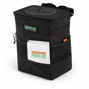Car Console Organizer Car Storage Bag Car Trunk Storage DRIVE Leakproof Car Trash Bags with Self-Closing Lid & Adjustable Strap - Odor-Proof, Waterproof Interior for Daily Driving & Road Trips - Includes 20 Disposable Liners