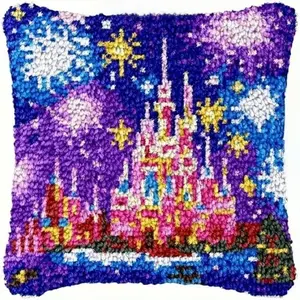 Lock buckle crochet kit, suitable for beginners crochet pillow kit, DIY needlework craft, protective cover with printed canvas