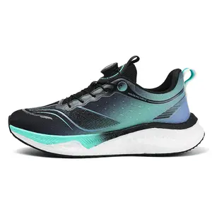 Men’s Rotating Buckle Running Shoes – Luminous Carbon Popcorn Sole & Shock-Absorbing Design