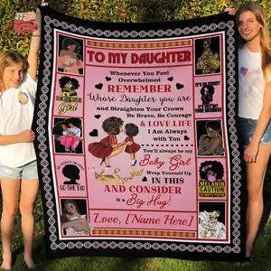 Personalized Afro Girl From Mom To My Daughter Melanin Black Girl Magic Fleece Blanket, Premium Sherpa Blanket, Black Girl Blanket