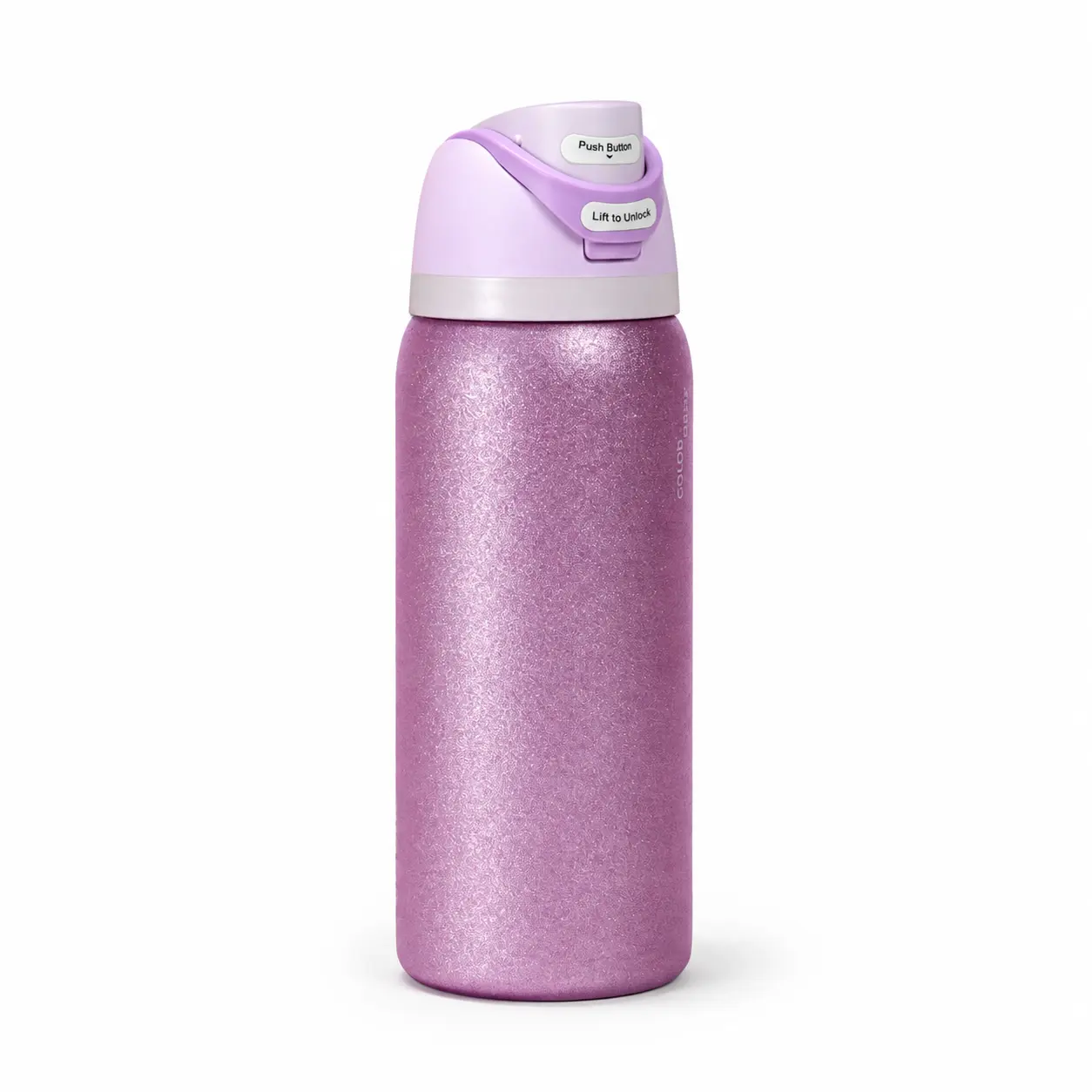 Owala Purple Glitter Water Bottle with Straw, 32oz Insulated Stainless Steel Tumbler, Leakproof Aesthetic Cup for Women & Girls