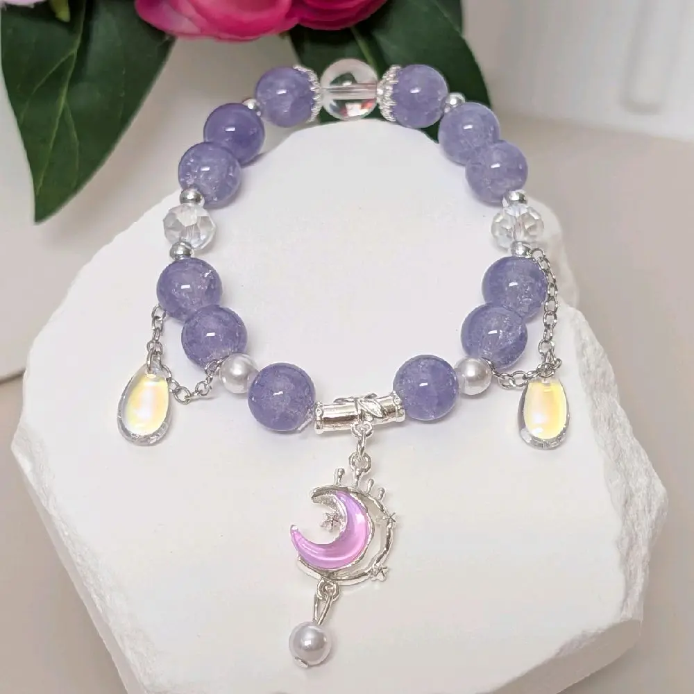 Elegant Mist Motif Beaded Bracelet, Artisanal Glass Jewelry with Unique Beading Pattern, Unisex Design in Charcoal & Baby Pink, Everyday Wear