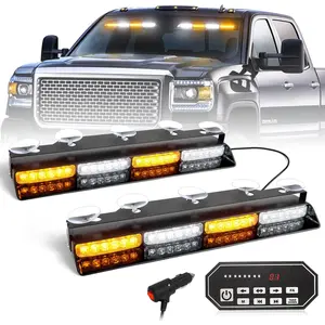 Emergency warning lights: 2 16.8inch amber/white safety lights, detachable, 48 LED safety flashing warning lights, suitable for interior windshield light bars of trucks and vehicles