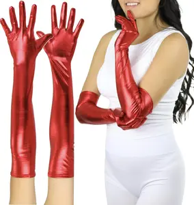Tobeinstyle Women’S above Albow Long Metallic Shiny Wet Look Novelty Gloves ToBeInStyle