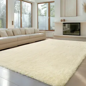 Large Size Shaggy Rugs, Big Plush Area Rug, Non-slip Soft Fluffy Carpet Mats for Livingroom Bedroom Nursery Home Decor Light Champagne