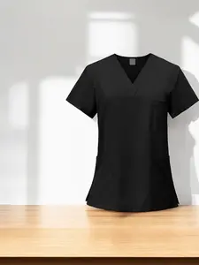 Women's Black Scrubs Top Comfort Womenswear
