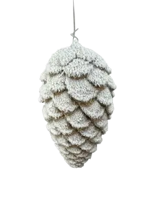 9" x 4" White Pinecone Ornament  86014SNOW