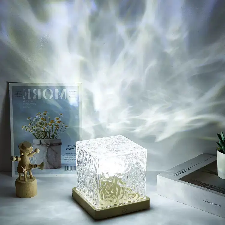 16 Colors Water Ripple Aurora Projector Night Light, ABS Artificial Crystal LED Ambient Lamp, USB Powered Color Changing Projection Light, Aesthetic Decor Light for Bedroom Home Party, Ideal Valentine Festival Gift