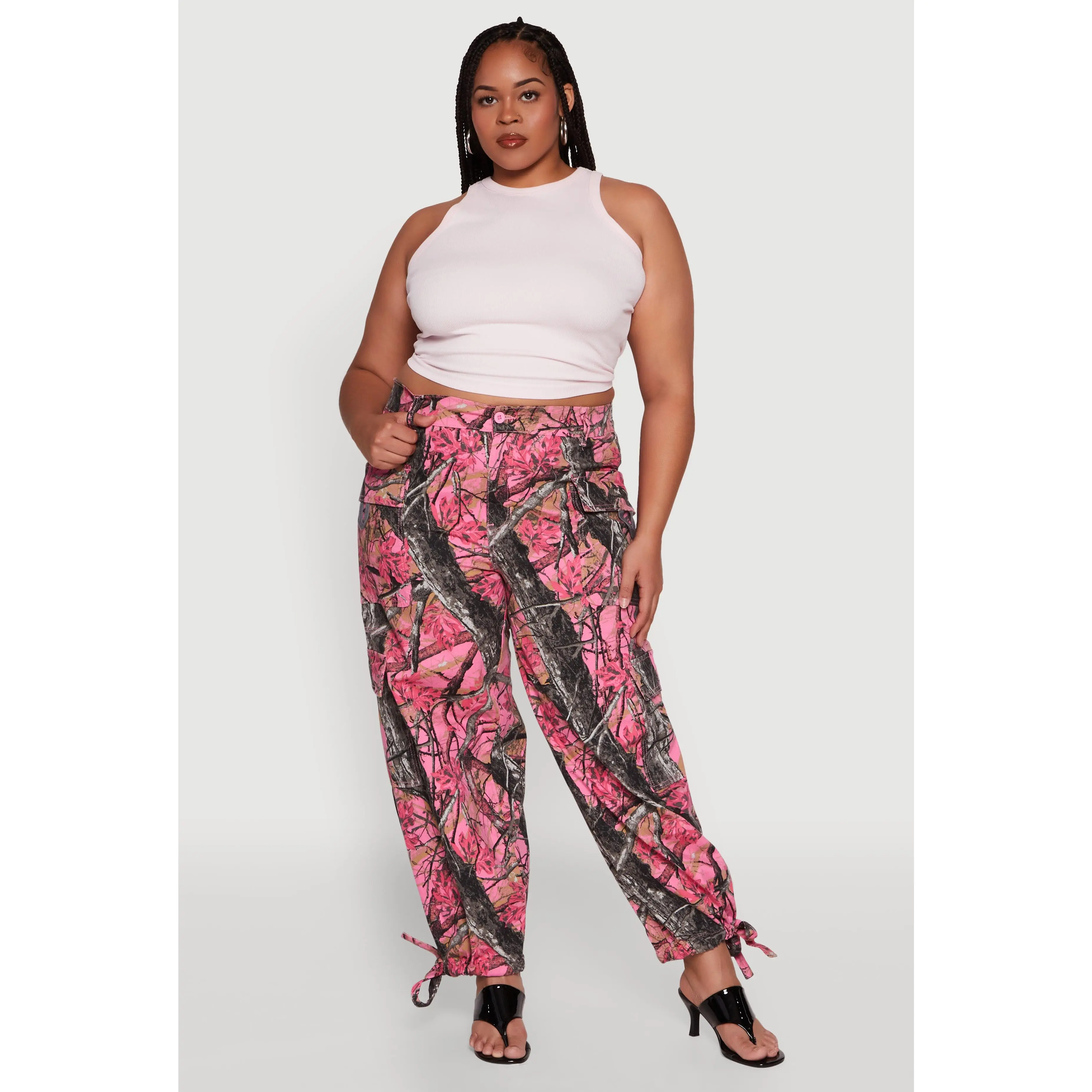 Plus Size Almost Famous High Waisted Tapered Cargo Joggers