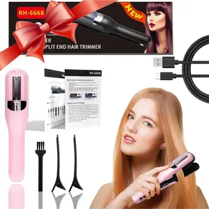 Automatic Electric Hair Clipper, Multifunctional Type-C Rechargeable Hair Split End Clipper, Split End Trimmer, Barber Kit, Baby Pink Hair Styling Tools, Hair Strengthening