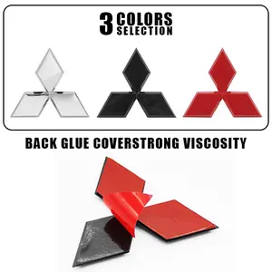 1Pcs For Mitsubishi Outlander Ralliart Lancer 9 10 ASX Pajero L200 EVO 3D ABS Car Logo Front Hood Grille Emblem Rear Trunk Badge Sticker Decal Decoration Auto Accessories Car Decals